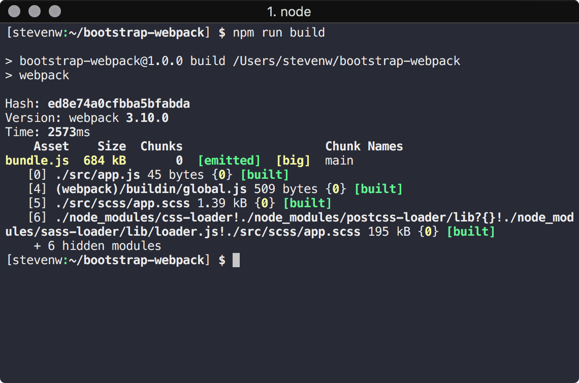 Screenshot of npm run build